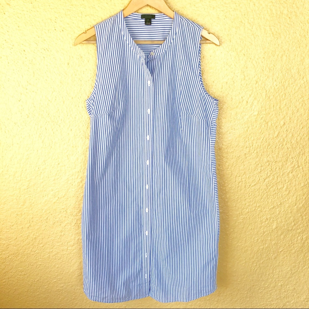 J. Crew Collection Sleeveless Shirtdress Blue